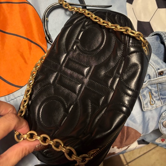 Salvatore Ferragamo Black Crossbody Bag with Gold Accents - Picture 13 of 15